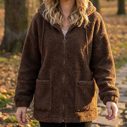 ☁️ Cozy Texture | Women’s Relaxed Sherpa Hooded Sweatshirt