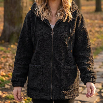 ☁️ Cozy Texture | Women’s Relaxed Sherpa Hooded Sweatshirt