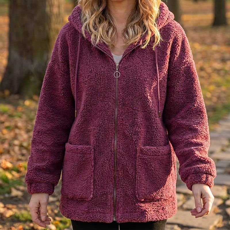 ☁️ Cozy Texture | Women’s Relaxed Sherpa Hooded Sweatshirt