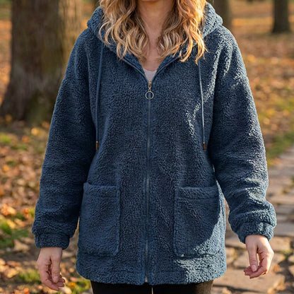 ☁️ Cozy Texture | Women’s Relaxed Sherpa Hooded Sweatshirt
