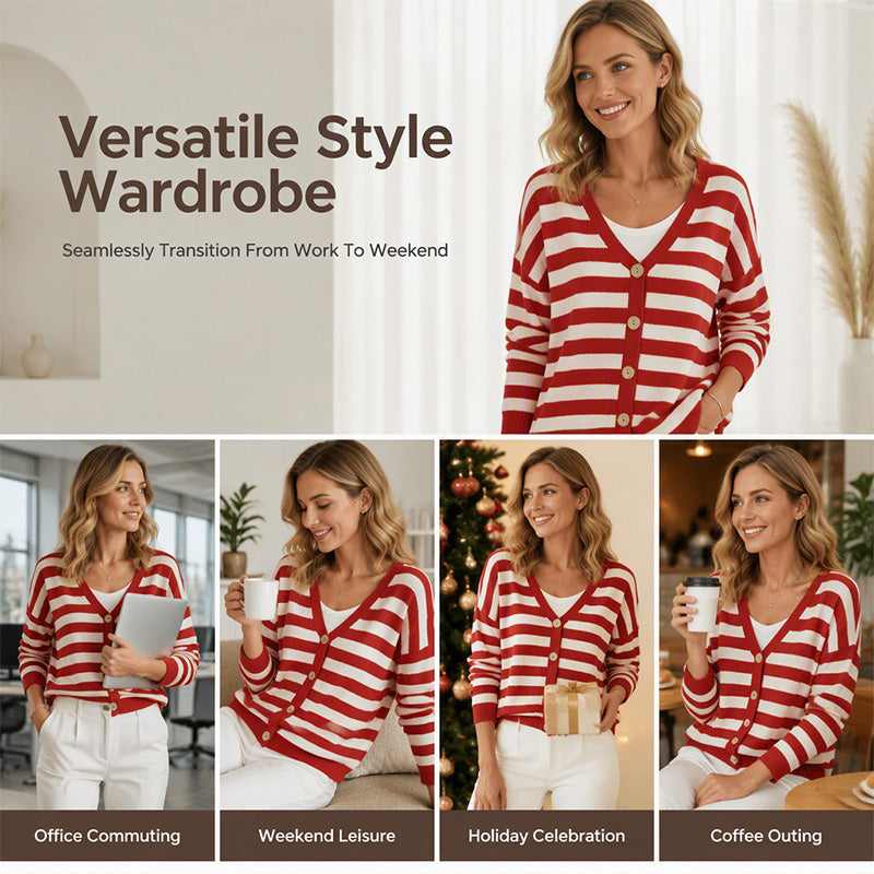 ⌛Limited-Time Offer-Women's V Neck Button Knit Cardigan