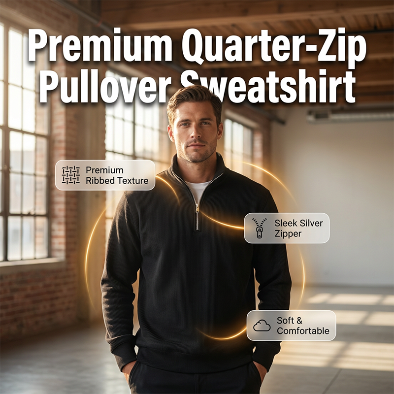 ⌛Limited-Time Offer-Premium Quarter-Zip Pullover Sweatshirt