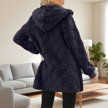 ⌛Limited-Time Offer-Checkered Fuzzy Cardigan