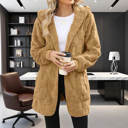 ⌛Limited-Time Offer-Checkered Fuzzy Cardigan