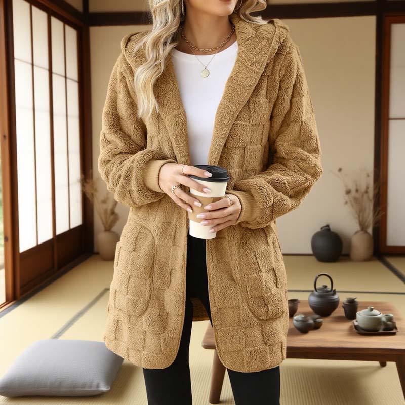⌛Limited-Time Offer-Checkered Fuzzy Cardigan