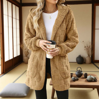 ⌛Limited-Time Offer-Checkered Fuzzy Cardigan
