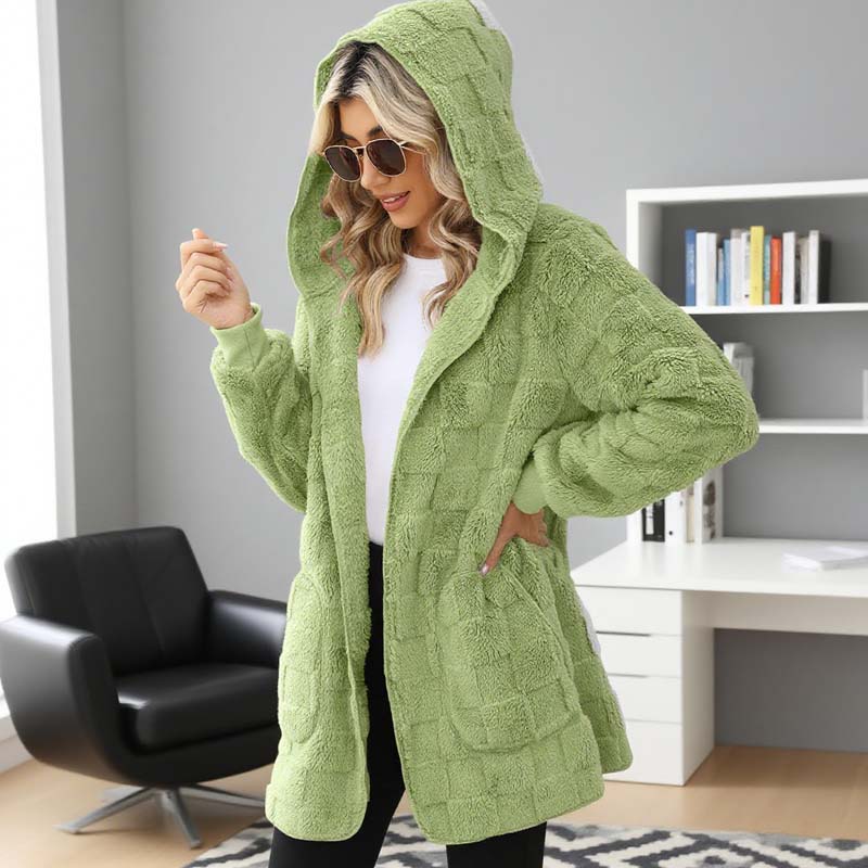 ⌛Limited-Time Offer-Checkered Fuzzy Cardigan