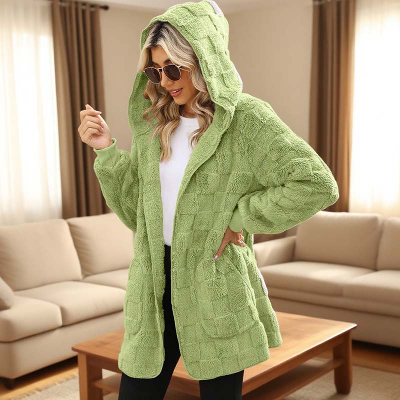 ⌛Limited-Time Offer-Checkered Fuzzy Cardigan
