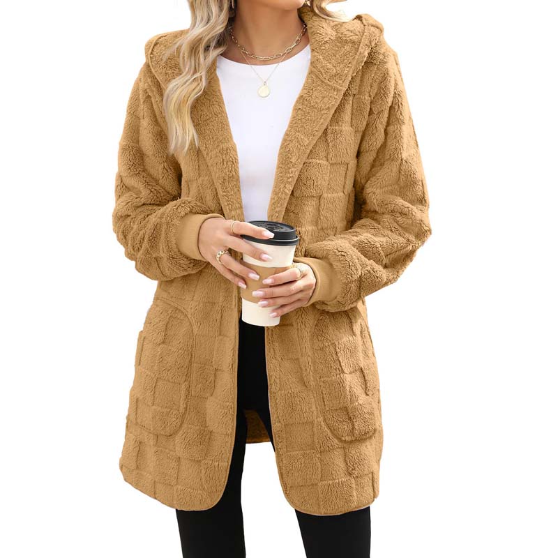 ⌛Limited-Time Offer-Checkered Fuzzy Cardigan