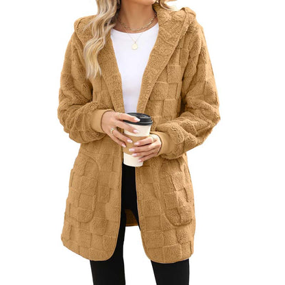 ⌛Limited-Time Offer-Checkered Fuzzy Cardigan