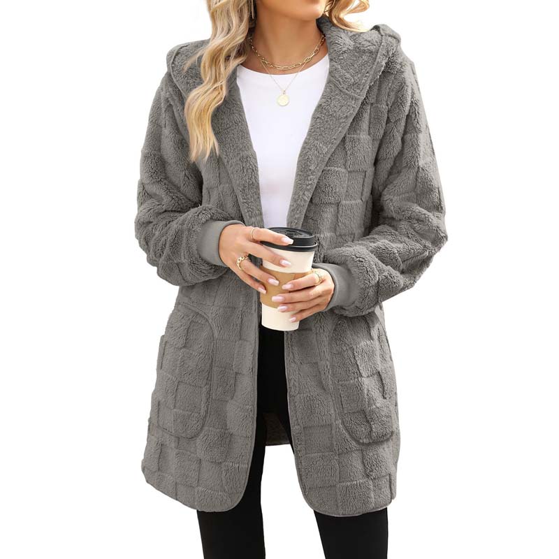 ⌛Limited-Time Offer-Checkered Fuzzy Cardigan