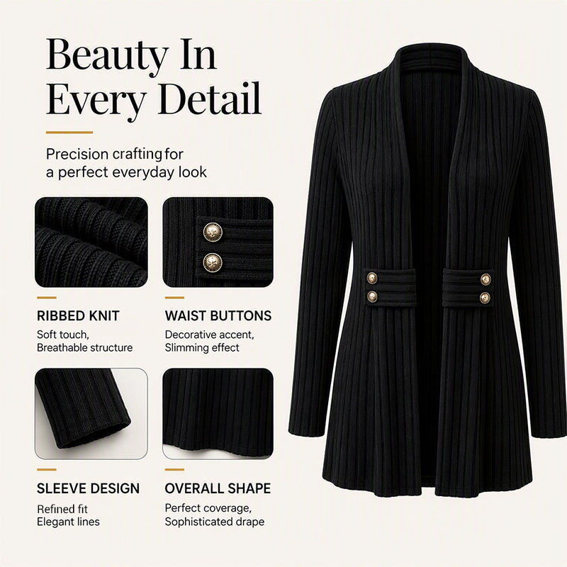 ✨ Quality You Can Feel | Women’s Soft Ribbed-Knit Button-Front Cardigan Sweater