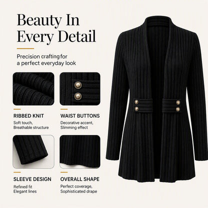 ✨ Quality You Can Feel | Women’s Soft Ribbed-Knit Button-Front Cardigan Sweater