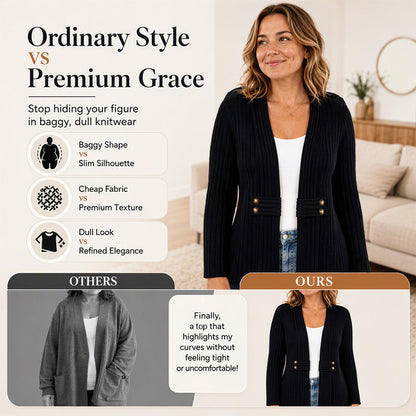 ✨ Quality You Can Feel | Women’s Soft Ribbed-Knit Button-Front Cardigan Sweater