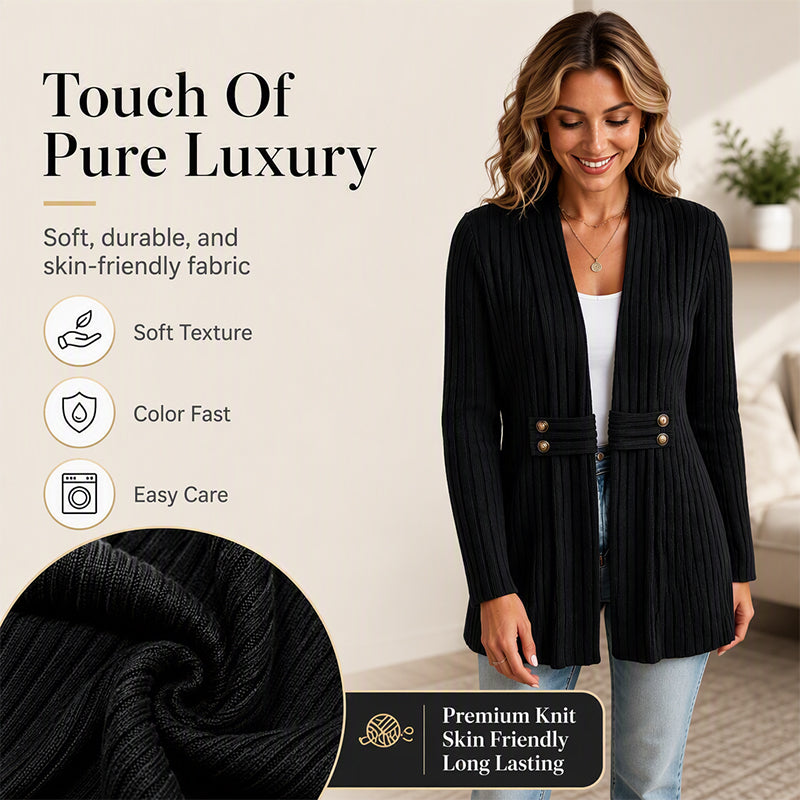 ✨ Quality You Can Feel | Women’s Soft Ribbed-Knit Button-Front Cardigan Sweater