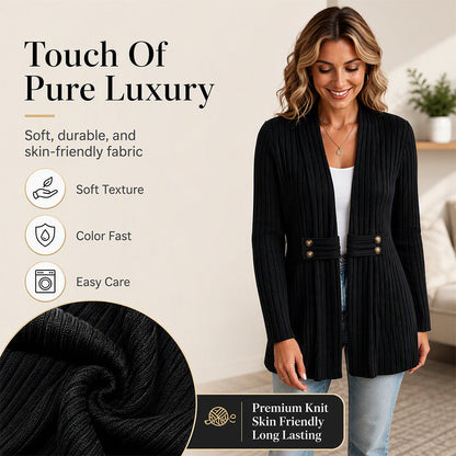 ✨ Quality You Can Feel | Women’s Soft Ribbed-Knit Button-Front Cardigan Sweater
