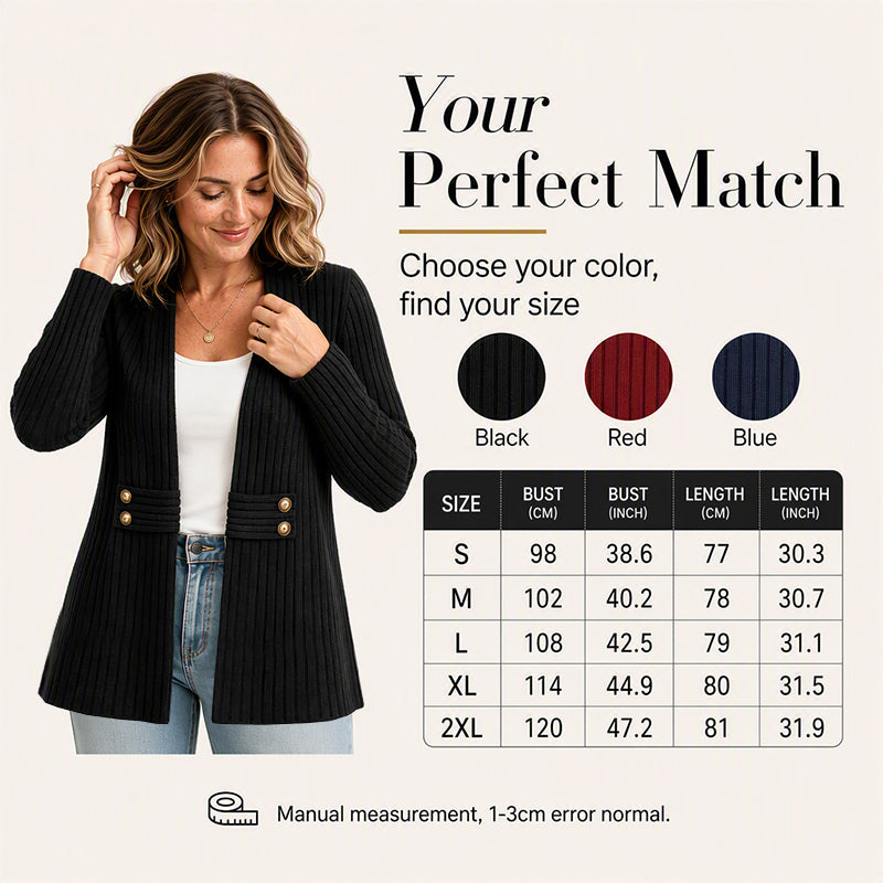 ✨ Quality You Can Feel | Women’s Soft Ribbed-Knit Button-Front Cardigan Sweater