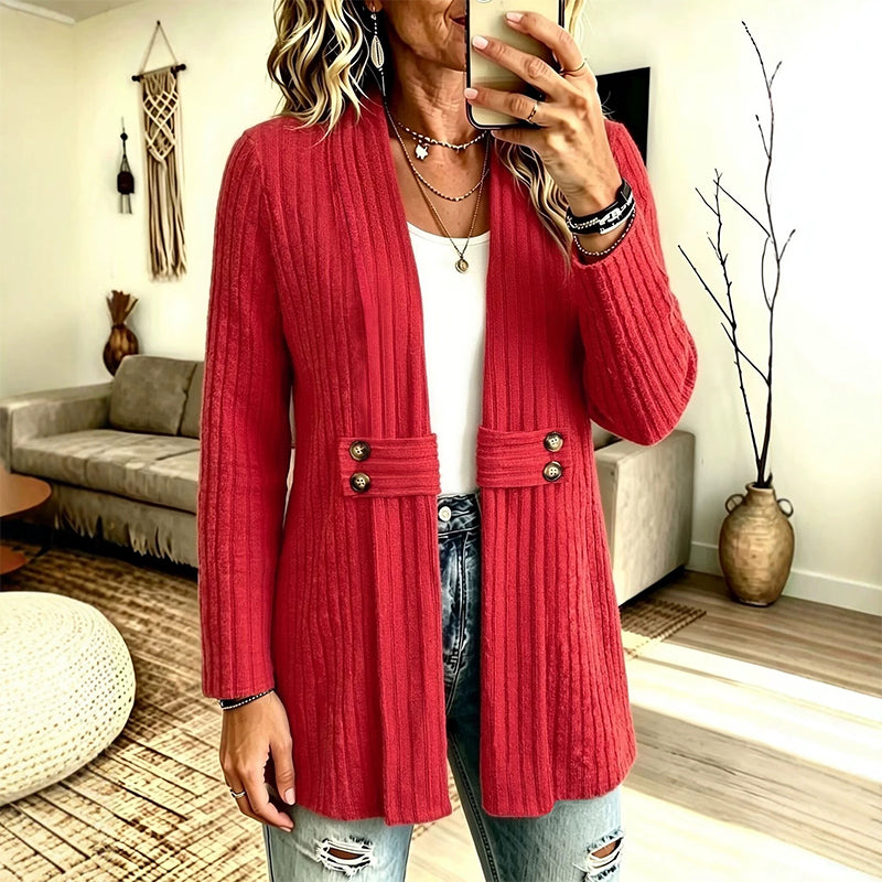 ✨ Quality You Can Feel | Women’s Soft Ribbed-Knit Button-Front Cardigan Sweater