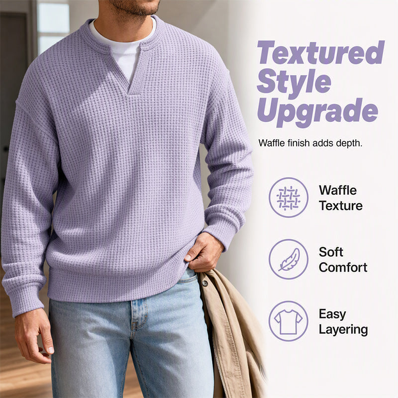 🔥 60% OFF ➡️£13.99 per item👕 Layered Comfort Waffle Tee – Textured, Relaxed & Effortlessly Put-Together