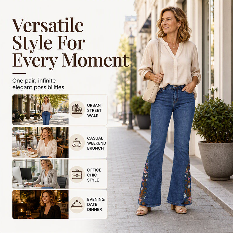 ✨ Flattering Everyday Style | Women's High-Waisted Western Flare Jeans