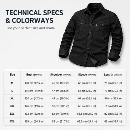 💯 Comfort Meets Quality | Men’s Soft Cotton-Blend Button-Front Denim Shirt
