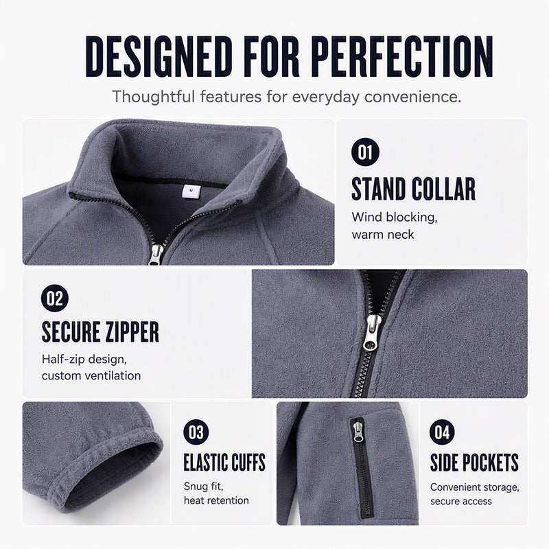 ❄️ Cold-Weather Comfort | Men's Cozy Half-Zip Polar Fleece Pullover