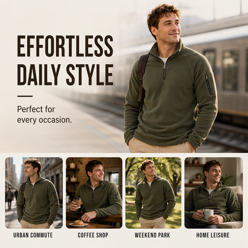 ❄️ Cold-Weather Comfort | Men's Cozy Half-Zip Polar Fleece Pullover