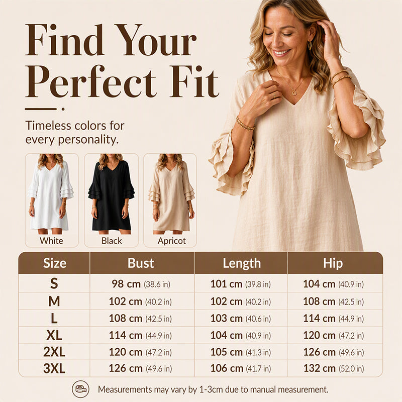 ✨ Effortless Style | Women’s Flattering V-Neck Ruffle-Sleeve Dress