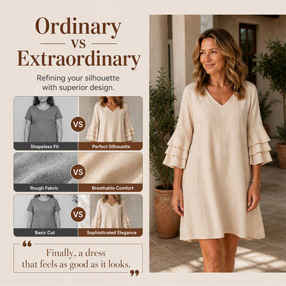 ✨ Effortless Style | Women’s Flattering V-Neck Ruffle-Sleeve Dress