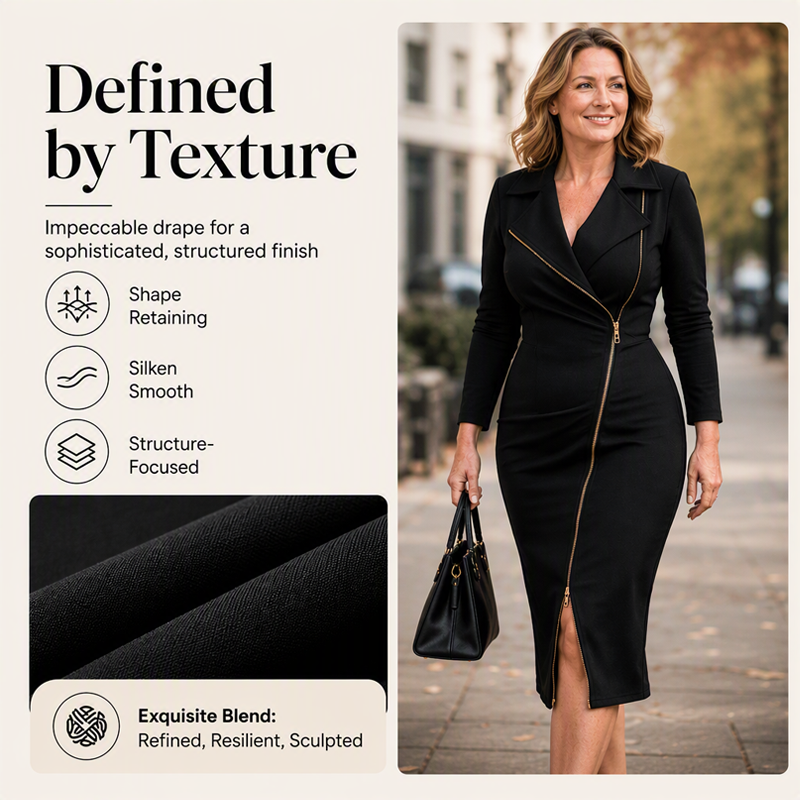 ✨ Effortless Style | Women’s Flattering Asymmetric Zipper-Front Slit Dress