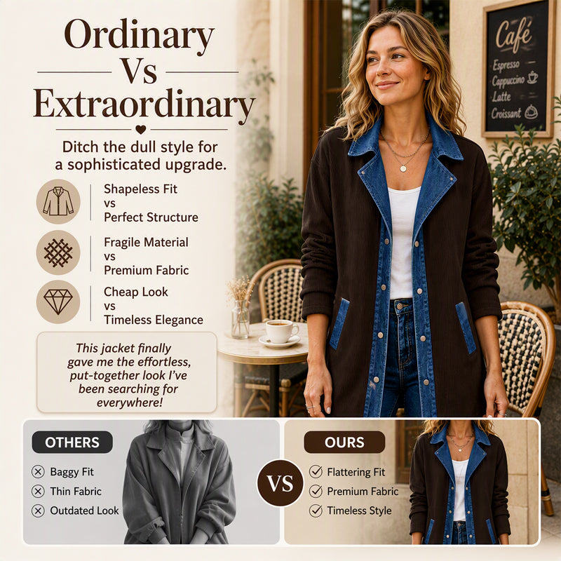 ✨ Easy Everyday Style | Women's Denim Patchwork Casual Jacket