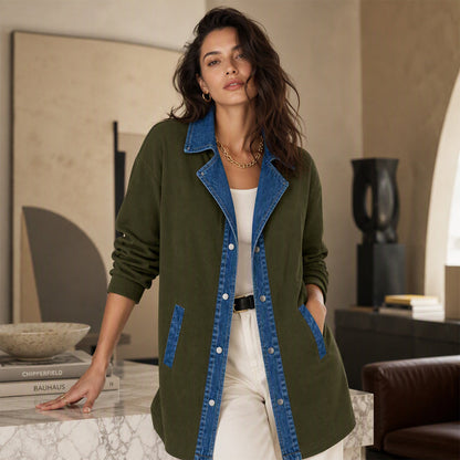 ✨ Easy Everyday Style | Women's Denim Patchwork Casual Jacket