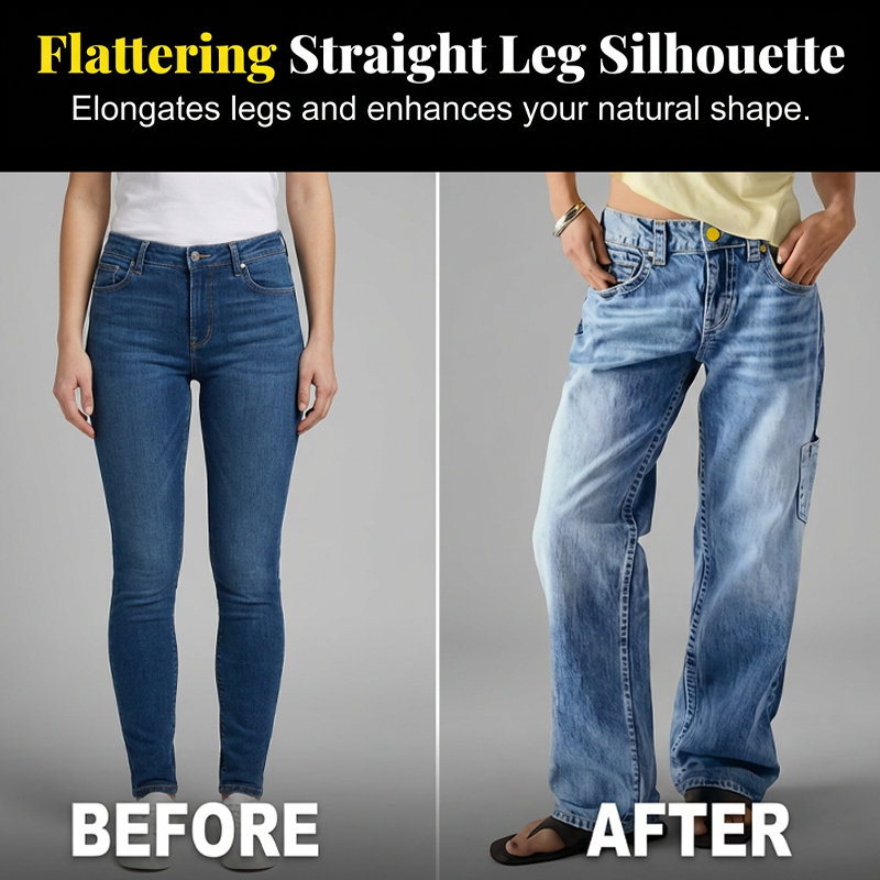 ✨ Easy Everyday Comfort | Women's Relaxed-Fit Straight-Leg Jeans