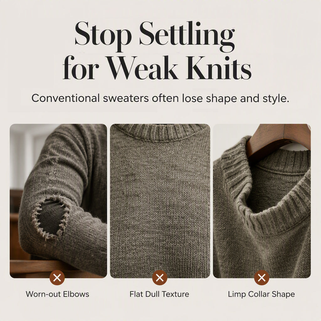 ✨ Timeless Comfort | Men's Textured Patchwork Crew-Neck Sweater