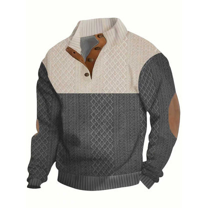 ✨ Timeless Comfort | Men's Textured Patchwork Crew-Neck Sweater