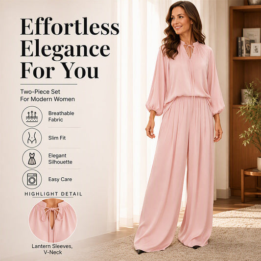 ✨ Effortless Comfort | Women's Relaxed Top & Trousers 2-Piece Set