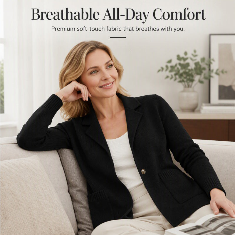 ✨ Elevated Everyday Comfort | Women's Lapel-Collar Knit Cardigan