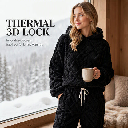 ☁️ Cozy Everyday Comfort | Women's Plush Textured Hoodie & Pants 2-Piece Set