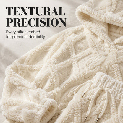 ☁️ Cozy Everyday Comfort | Women's Plush Textured Hoodie & Pants 2-Piece Set