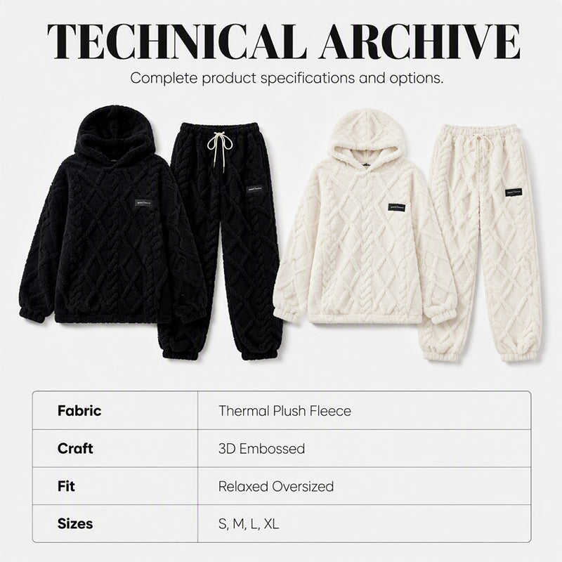 ☁️ Cozy Everyday Comfort | Women's Plush Textured Hoodie & Pants 2-Piece Set