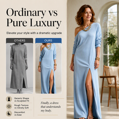 ✨ Effortless Elegance | Women's Flattering Off-Shoulder Side-Slit Maxi Dress