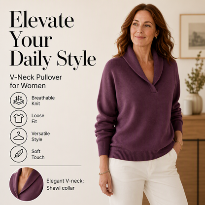 ☁️ All-Day Comfort | Women's Cozy Shawl-Collar Pullover Sweater