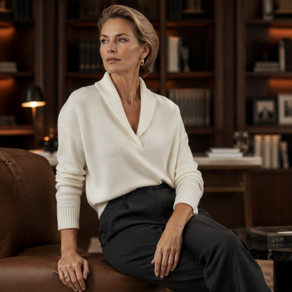 ☁️ All-Day Comfort | Women's Cozy Shawl-Collar Pullover Sweater