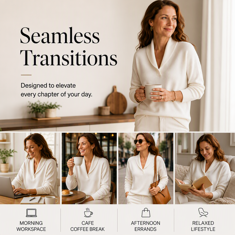 ☁️ All-Day Comfort | Women's Cozy Shawl-Collar Pullover Sweater