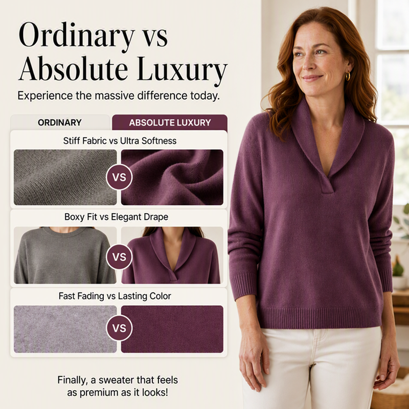 ☁️ All-Day Comfort | Women's Cozy Shawl-Collar Pullover Sweater