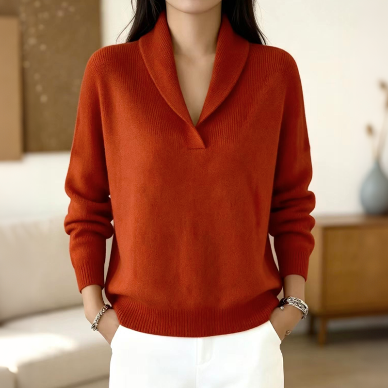☁️ All-Day Comfort | Women's Cozy Shawl-Collar Pullover Sweater