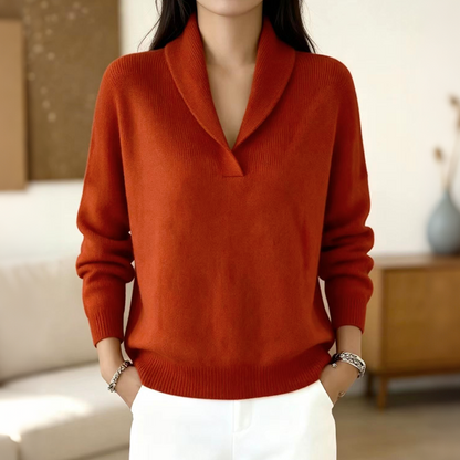 ☁️ All-Day Comfort | Women's Cozy Shawl-Collar Pullover Sweater