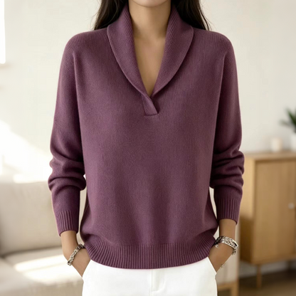 ☁️ All-Day Comfort | Women's Cozy Shawl-Collar Pullover Sweater