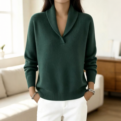 ☁️ All-Day Comfort | Women's Cozy Shawl-Collar Pullover Sweater