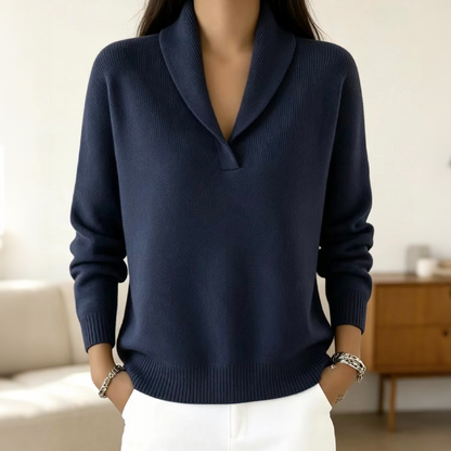 ☁️ All-Day Comfort | Women's Cozy Shawl-Collar Pullover Sweater